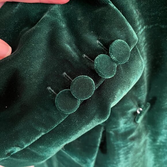 House of Harlow 1960 Sz S Jewel Green Velvet Dbl Breasted Blazer - Picture 6 of 8